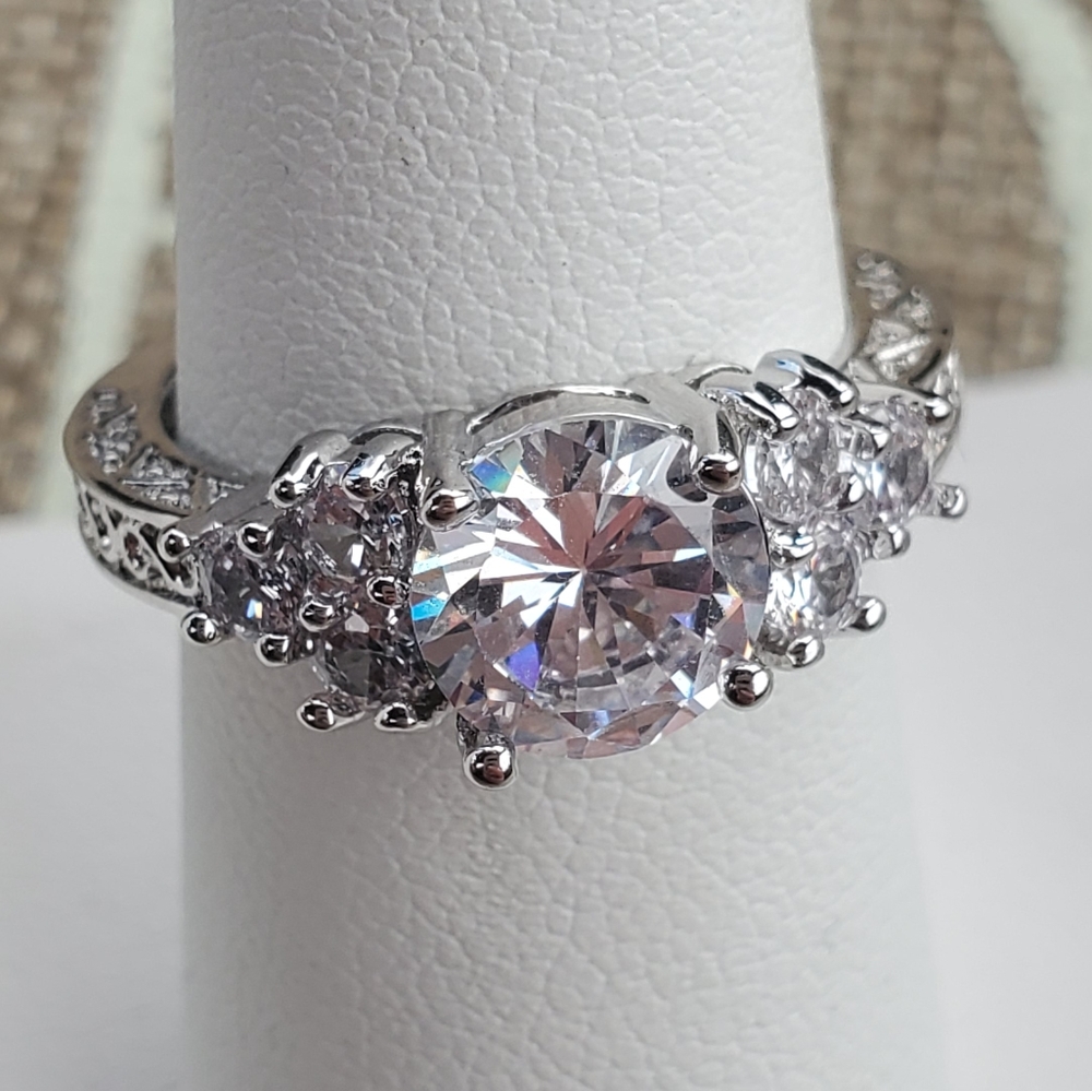 White Gold Diamond Trilogy Ring - image 7